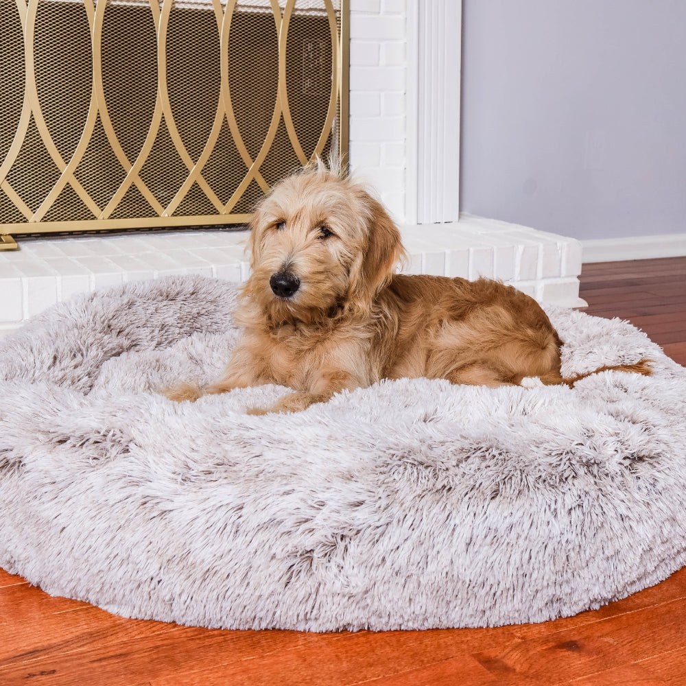 Frosty Brown Pawfect Calming Donut Bed