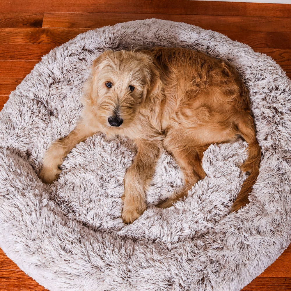 Frosty Brown Pawfect Calming Donut Bed